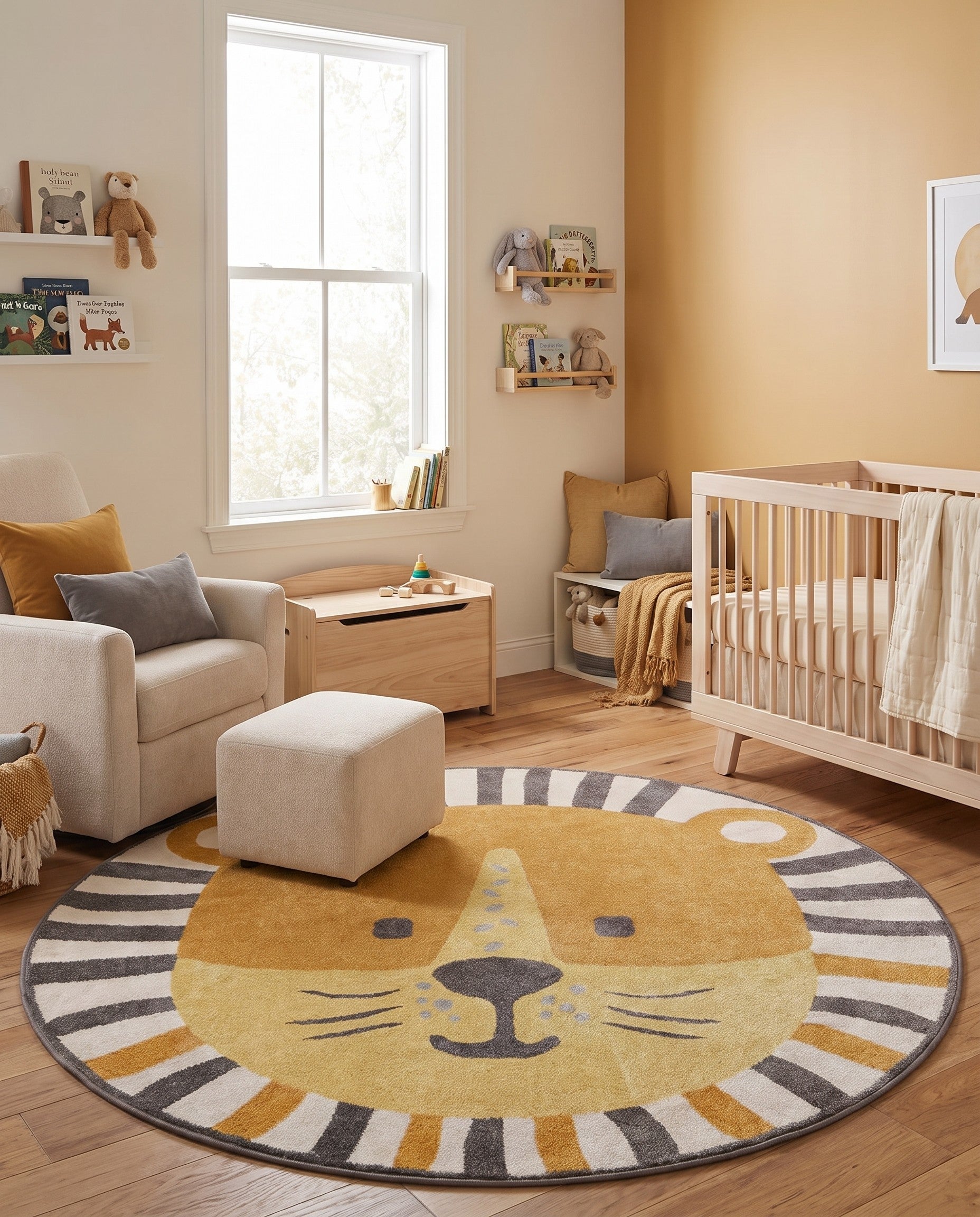 7' 10 x 7' 10 Cat Whimsy Kids Round Rug