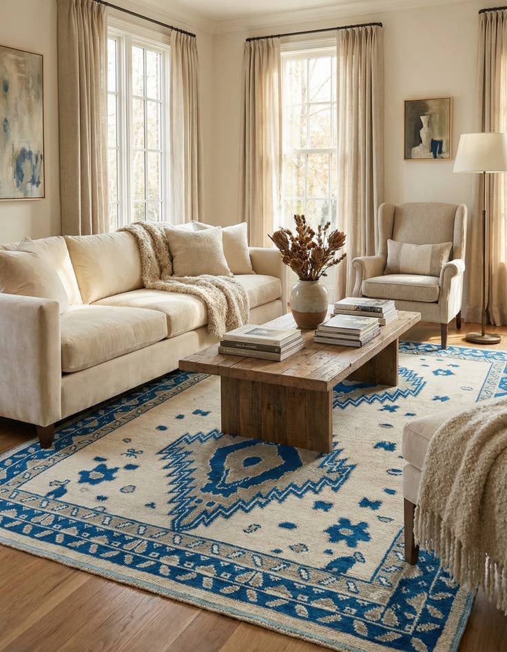 Detail image of  7' 10 x 10' 4  Hand Knotted Oushak Wool Rug