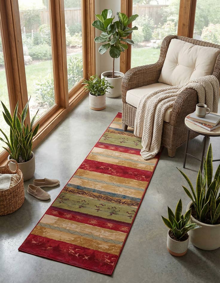 Detail image of 2' 7 x 9'  Washable Modern Indoor / Outdoor Runner Rug