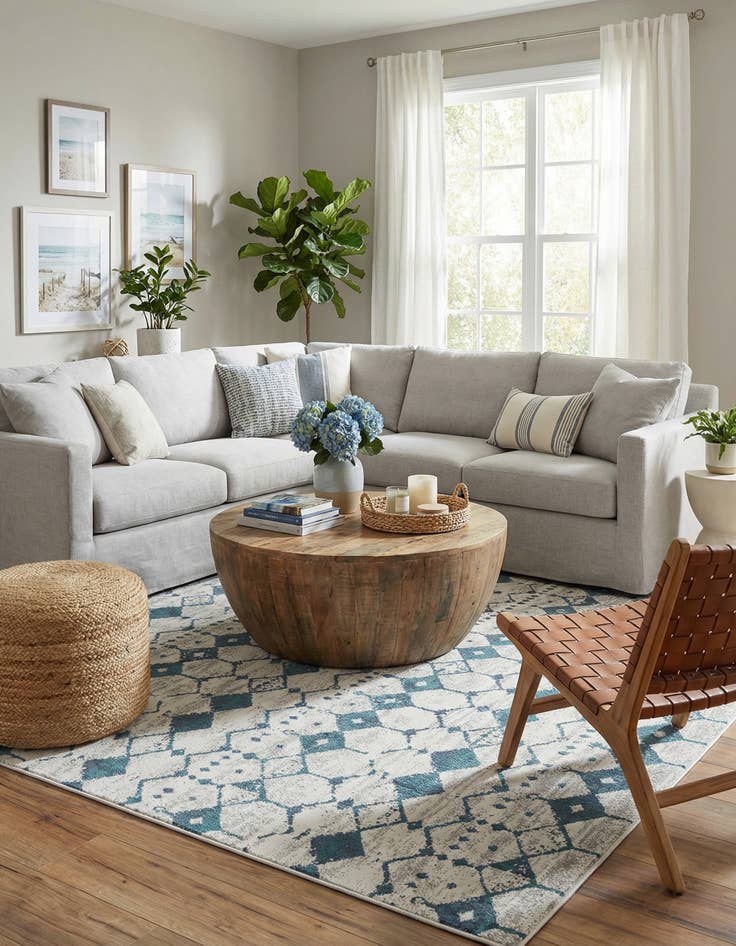 Detail image of 9' x 12' Easy-Clean Trellis Indoor / Outdoor Rug