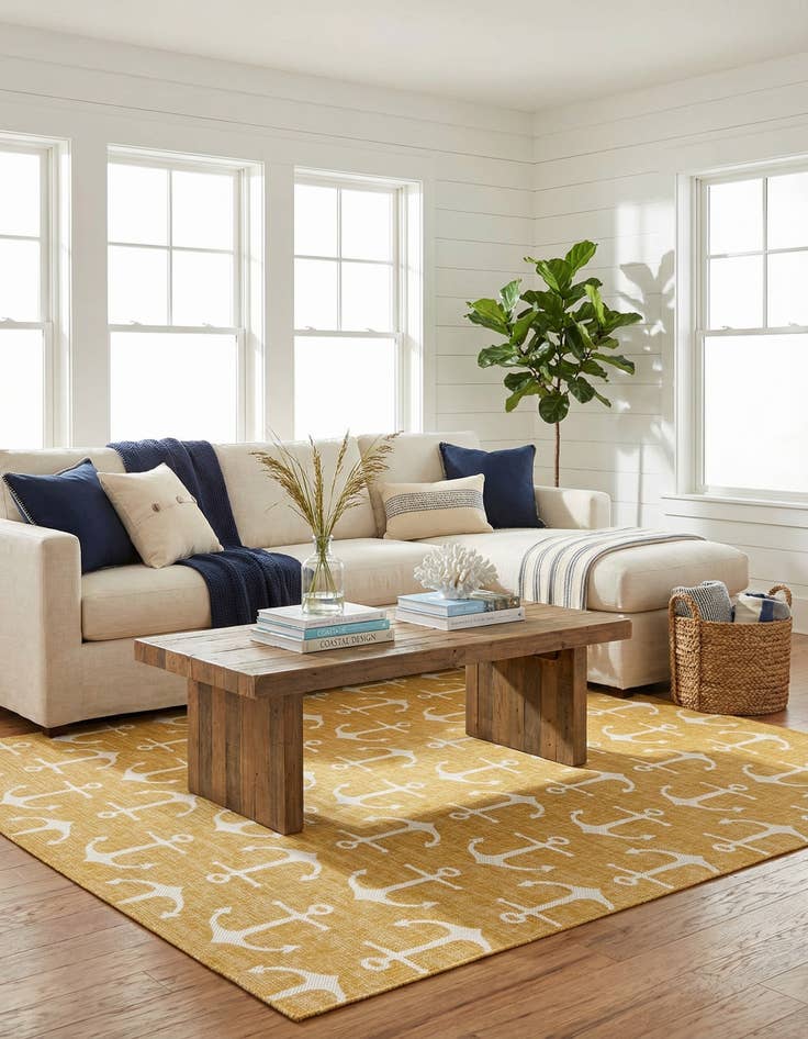 Detail image of 10' x 13'  Washable Coastal Indoor / Outdoor Rug