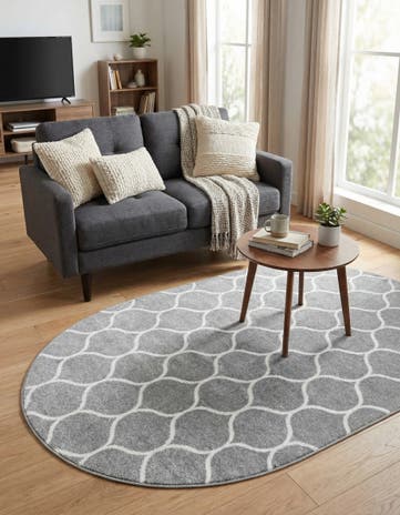 3' x 5' 3 Lattice Frieze Oval Rug