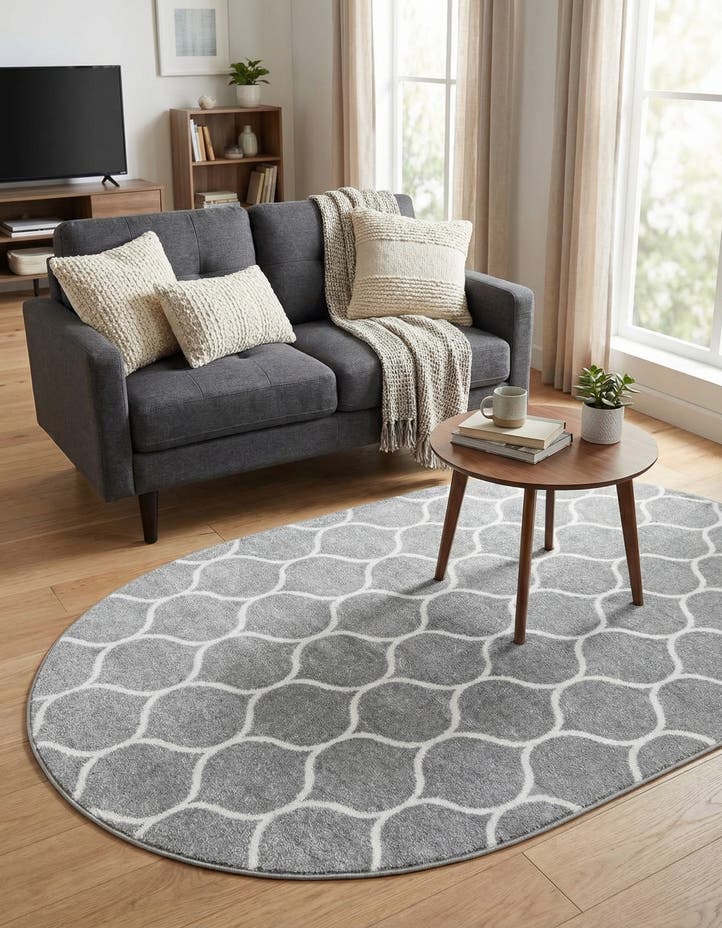 3' x 5' 3 Lattice Frieze Oval Rug