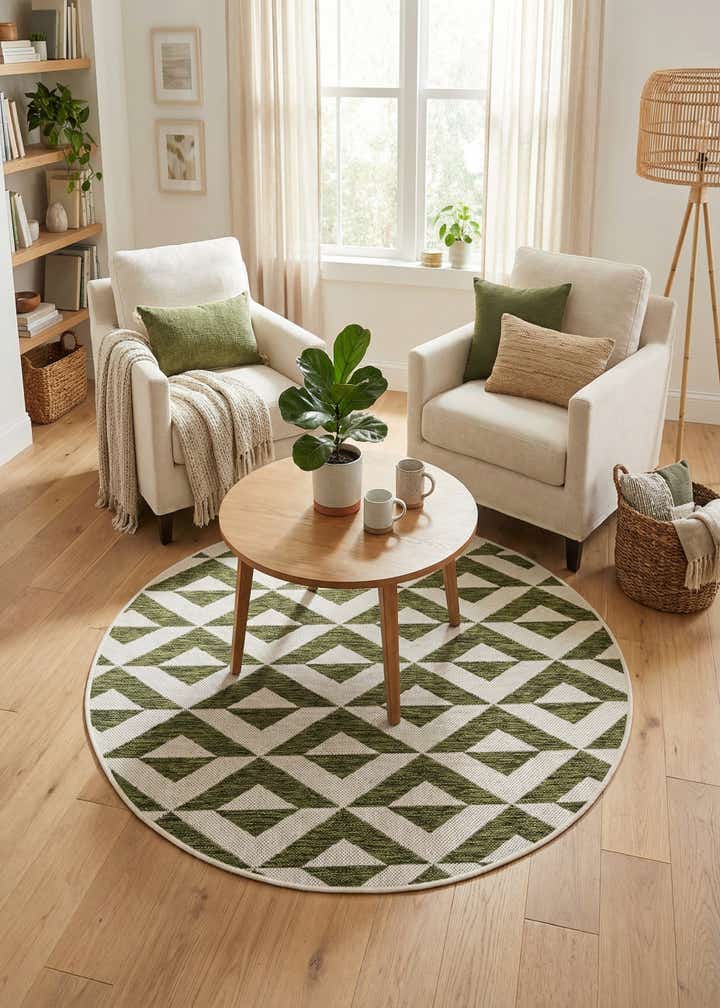 4' x 4' Easy-Clean Jill Zarin Napa Indoor / Outdoor Round Rug