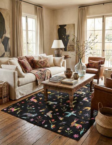 6' 2 x 9' 6 Hand Woven Kilim Suzani Wool Rug