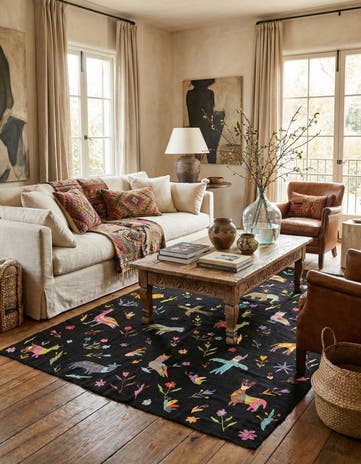6' 2 x 9' 6 Hand Woven Kilim Suzani Wool Rug
