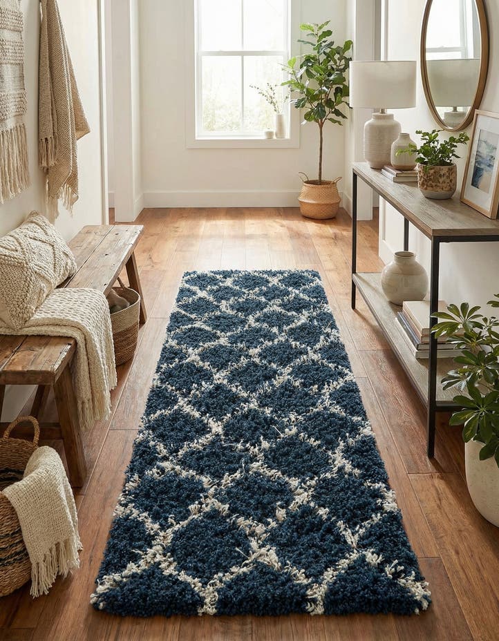 2' x 7' Lattice Shag Runner Rug