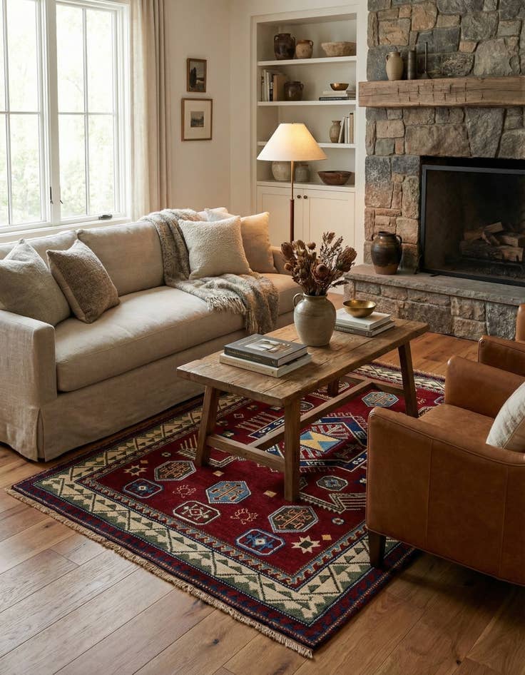 Detail image of 4' 8 x 6' 7  Hand Knotted Kazak Wool Rug