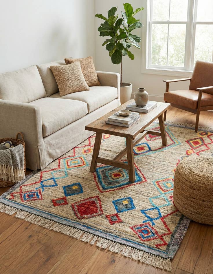 Detail image of 5' 3 x 7' 5  Hand Knotted Moroccan Wool Rug