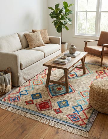 5' 3 x 7' 5 Hand Knotted Moroccan Wool Rug