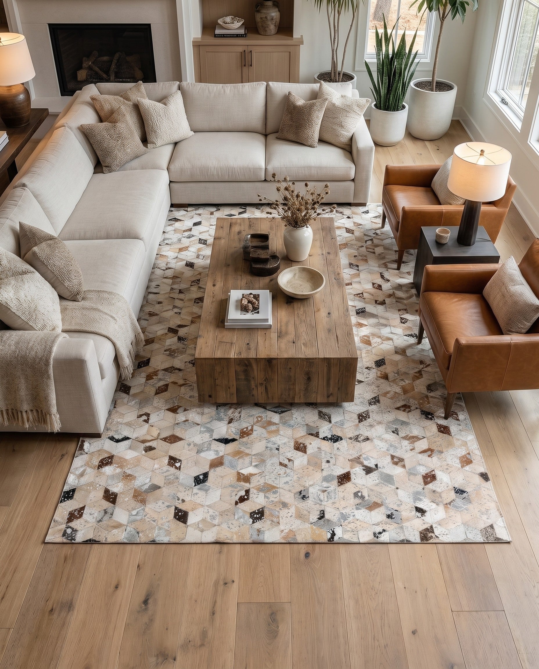 5' x 8' Cowhide Leather Rug