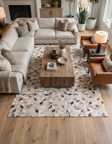 5' x 8' Cowhide Leather Rug