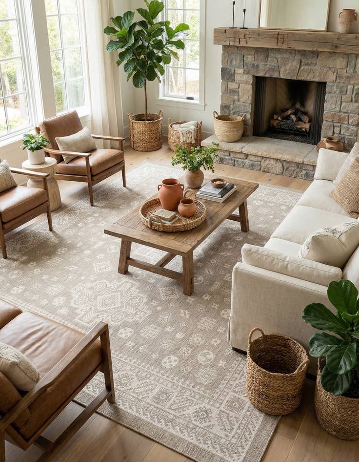 Detail image of  13' x 13'  Washable Aztec Indoor / Outdoor Square Rug