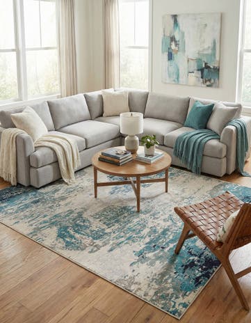 Blue Washable Vivid Rug
