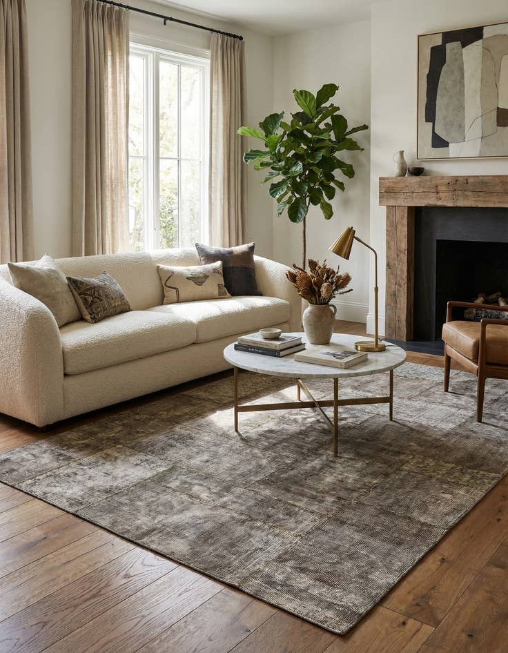 Detail image of 5' 8 x 8' 5  Hand Knotted Ultra Vintage Persian Wool Rug