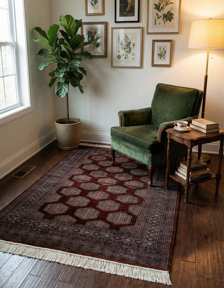 Detail image of 4' x 5' 3  Hand Knotted Bokhara Oriental Wool Rug