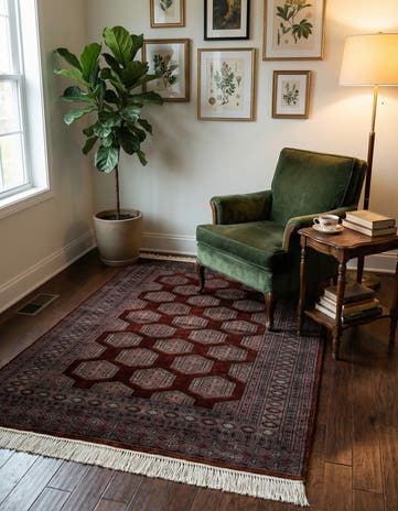 4' x 5' 3 Hand Knotted Bokhara Oriental Wool Rug