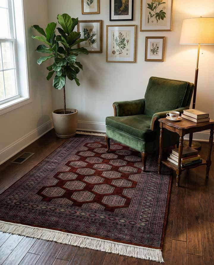 4' x 5' 3 Hand Knotted Bokhara Oriental Wool Rug