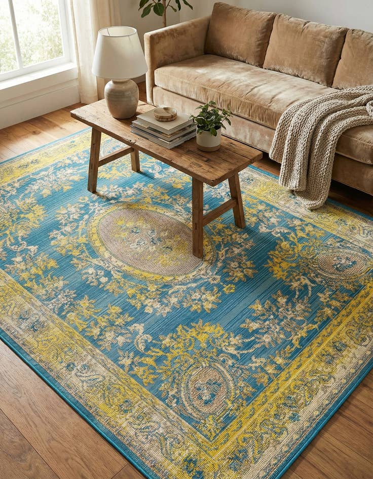 Detail image of 4' x 6'  Washable Traditional Indoor / Outdoor Rug