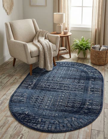Blue Kennedy Oval Rug
