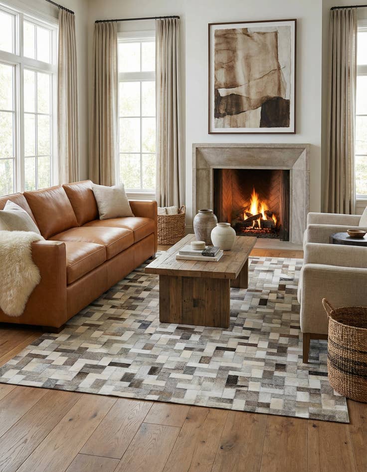 Detail image of 5' 1 x 8' Cowhide Stocks Rug