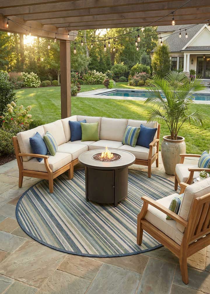 12' x 12' Easy-Clean Baja Indoor / Outdoor Round Rug