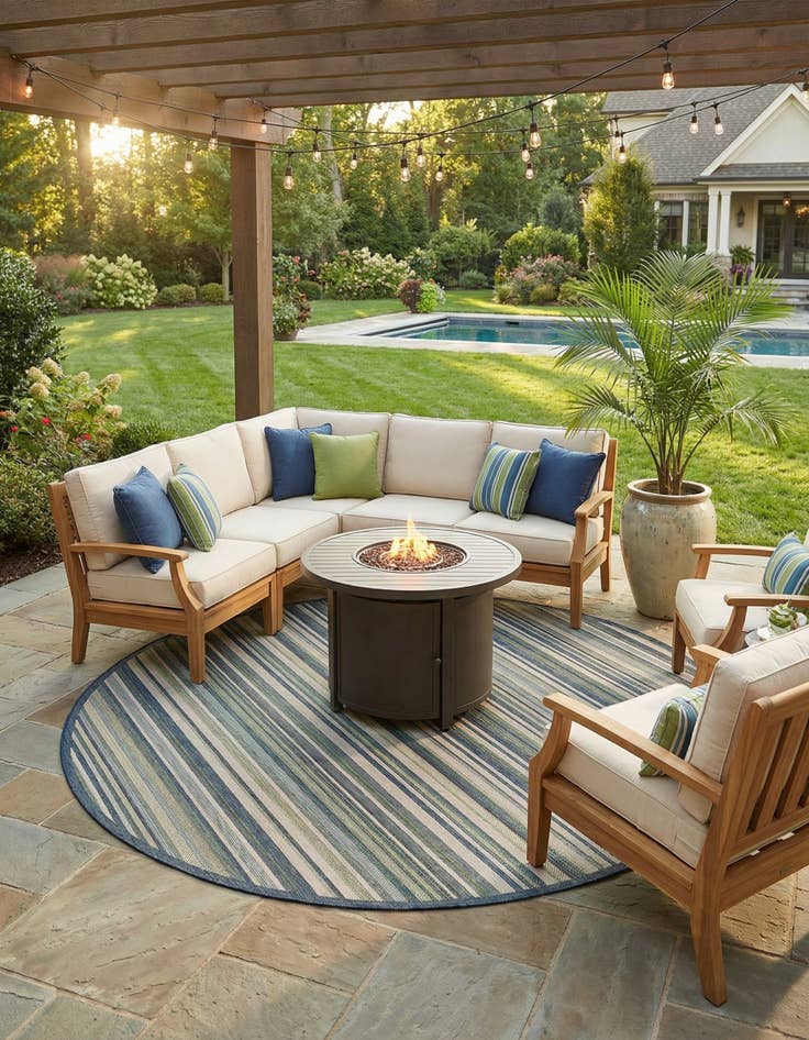 Detail image of 12' x 12' Easy-Clean Baja Indoor / Outdoor Round Rug