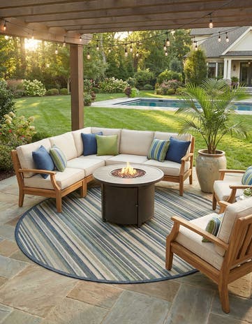 12' x 12' Easy-Clean Baja Indoor / Outdoor Round Rug