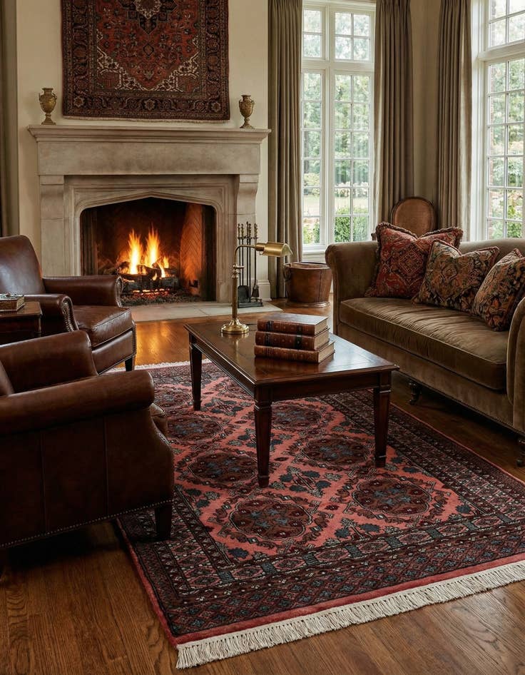 Detail image of  4' 2 x 6' 11  Hand Knotted Bokhara Wool Rug