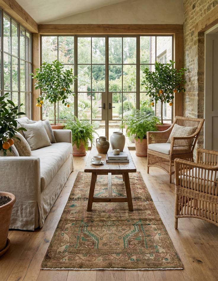 Detail image of 3' 2 x 6' 4  Hand Knotted Hamedan Persian Wool Runner Rug