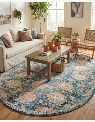 Blue Lola Oval Rug