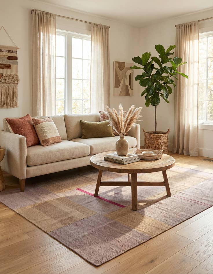 Detail image of  4' 1 x 6'  Hand Woven Kilim Modern Wool Rug