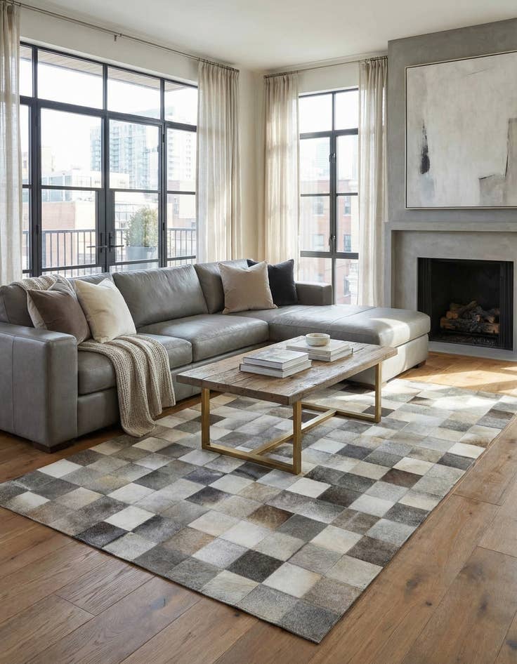 Detail image of 5' 1 x 7' 9 Cowhide - Patchwork Rug