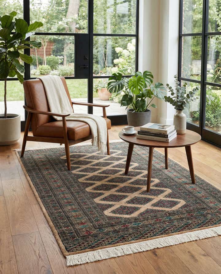 4' 3 x 5' 10 Hand Knotted Bokhara Oriental Wool Rug
