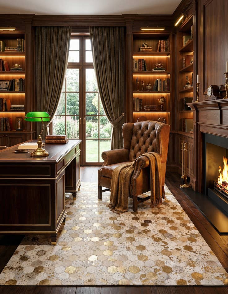 Detail image of 5' 4 x 7' 7 Cowhide Stocks Rug