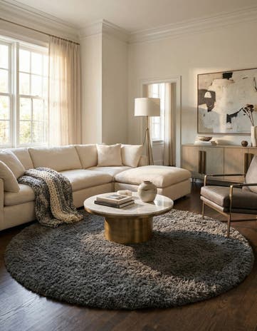 Smoke Infinity Shag Round Rug