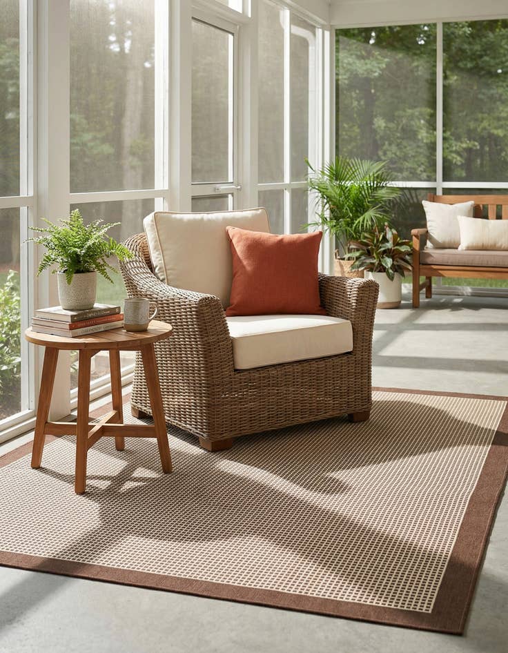 Detail image of 7' 10 x 10'  Washable Border Indoor / Outdoor Rug