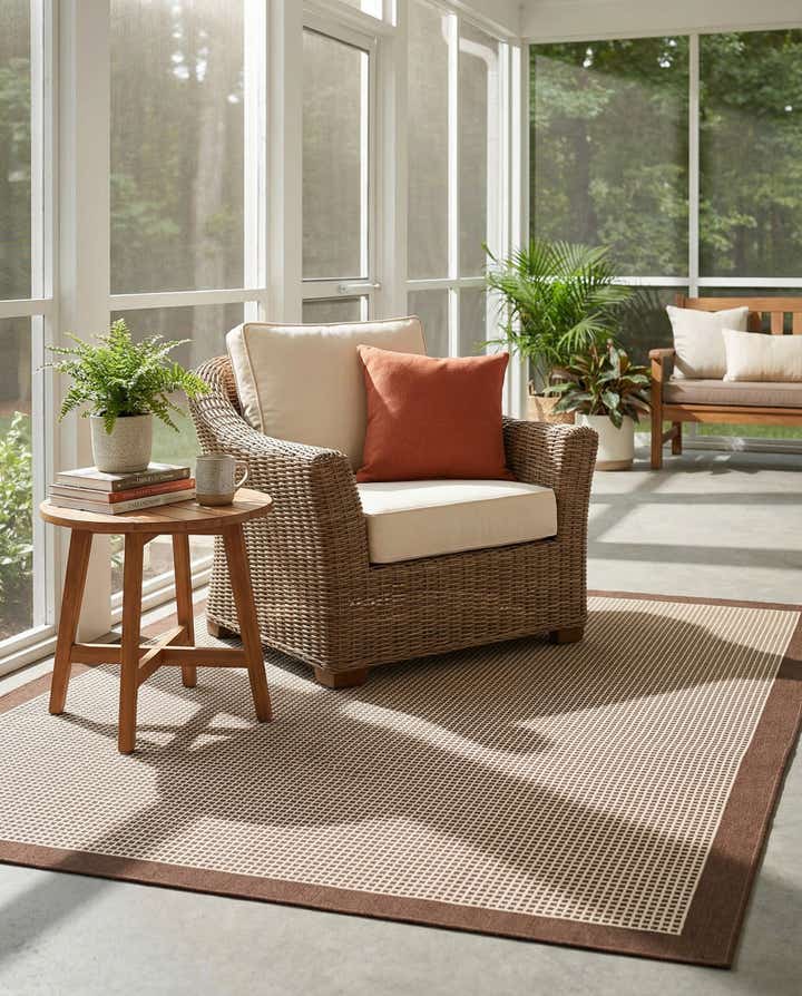 7' 10 x 10' Easy-Clean Border Indoor / Outdoor Rug