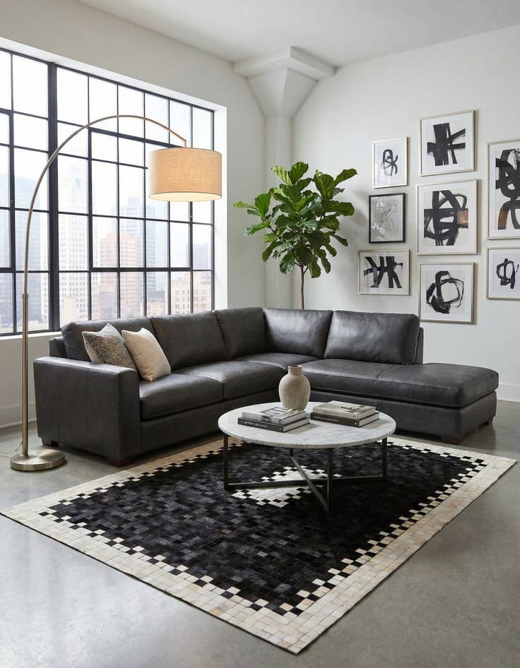 Detail image of 5' 2 x 7' 11 Cowhide Stocks Rug