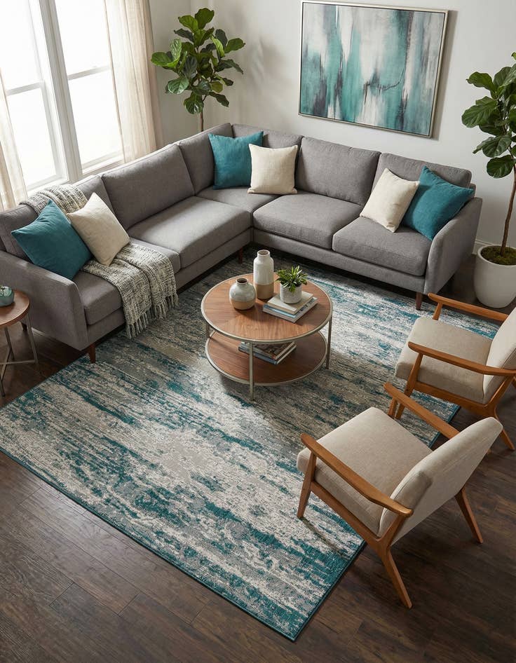 Detail image of  9' x 12'  Washable Modern Indoor / Outdoor Rug