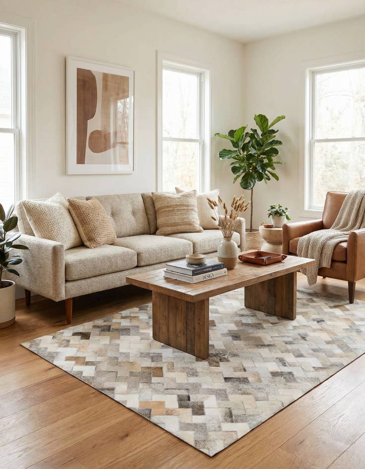 Detail image of 4' 1 x 6' Cowhide Stocks Rug