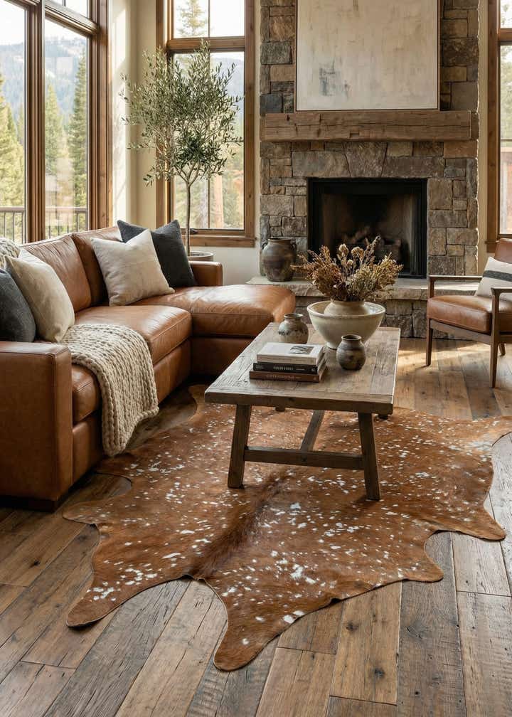 5' 10 x 6' 4 Cowhide Leather Freeform Rug