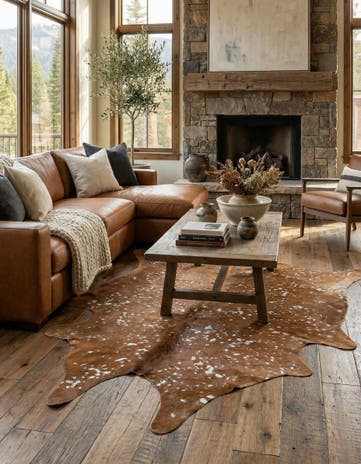 5' 10 x 6' 4 Cowhide Leather Freeform Rug