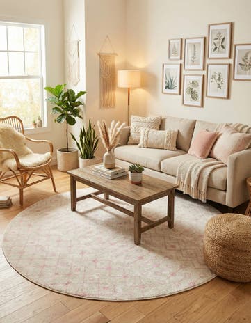 7' 10 x 7' 10 Moroccan Trellis Round Rug