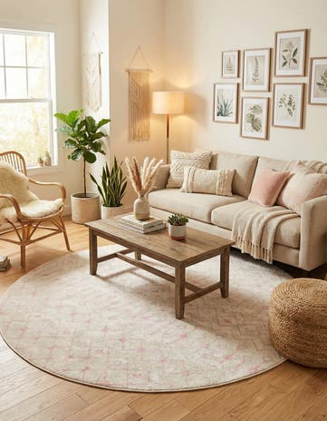 7' 10 x 7' 10 Moroccan Trellis Round Rug