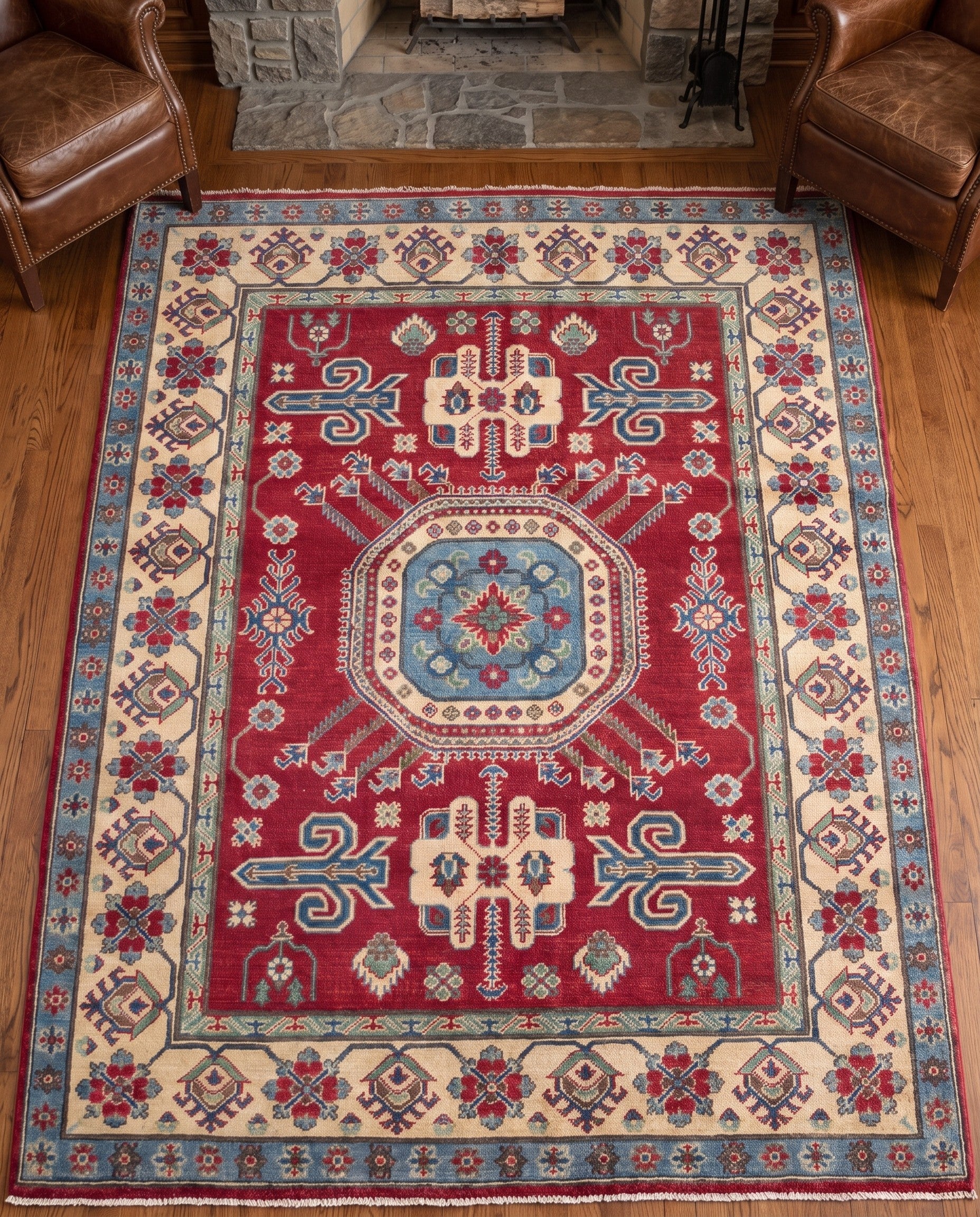 5' x 7' 2 Hand Knotted Kazak Rug