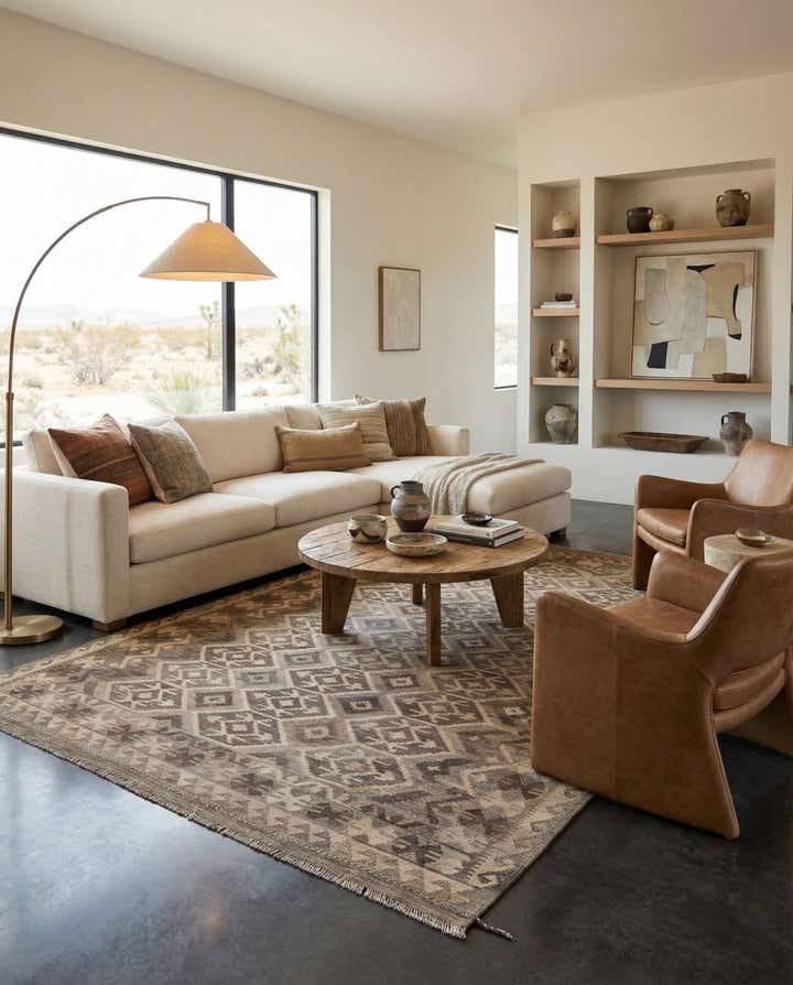6' 7 x 9' 11 Hand Woven Kilim Maymana Wool Rug