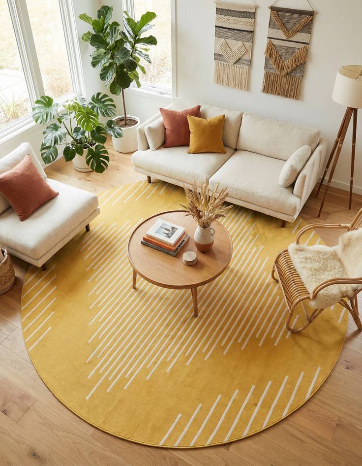 Detail image of 13' x 13'  Washable Modern Indoor / Outdoor Round Rug