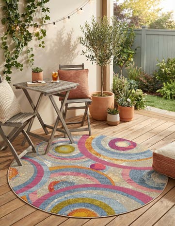 5' x 5' Easy-Clean Modern Indoor / Outdoor Round Rug