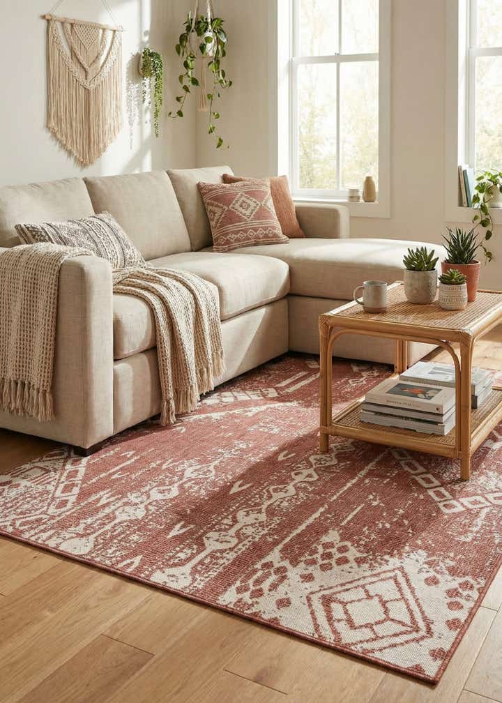 6' x 9' Easy-Clean Bohemian Indoor / Outdoor Rug